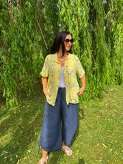Lemon Bubble Cotton Paisley Short Sleeve Shirt Jackie