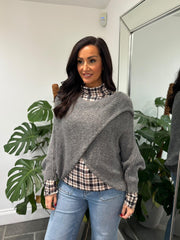 Grey Knitted Wrap Jumper Nell