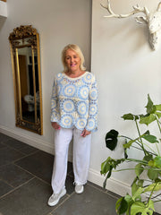 Light Blue Crochet Loose Weave Knit Amber