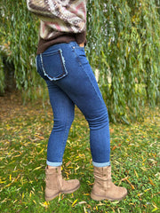 Denim Fringed Pocket Jeans