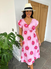 Pink Bubble Cotton Sunburst Dress Florence