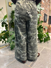 Khaki Camo Wide Leg Trousers