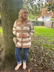 Camel Stripe Cardigan Chloe