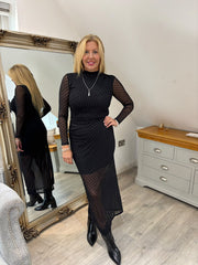 Black Polka Dot Mesh Dress Joanna