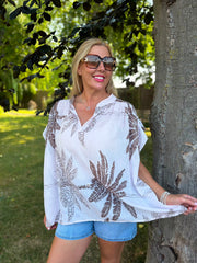 White Palm Leaf Top Millie