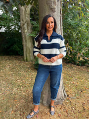 Navy Stripe Collared Knit Anita