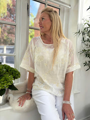 Stone Shimmer Embroidered Top Petra