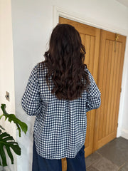 Navy Gingham Checked Shirt Zaria