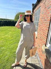 Mocha Bubble Cotton Trouser Set Jasmine