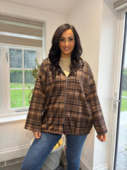 Chocolate Tartan Hooded Jacket Farrah