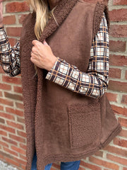 Chocolate Sherpa Textured Gilet