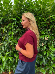 Wine Ribbed Detail Knit Petra