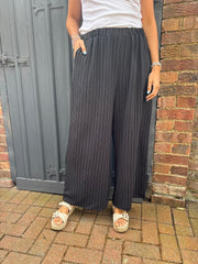 Black Pinstripe Pull on Trousers Tanya