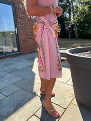 Pink Longline Tiger Bloom Wrap Skirt