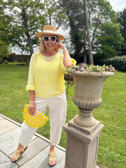 Lemon Ruffle Sleeve Knit Alexis