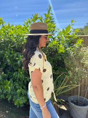 Buttercream Polka Dot Tie Front Blouse Tiana