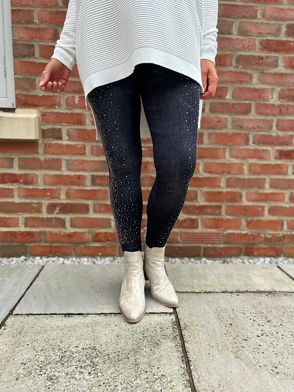 Black diamante leggings outlet