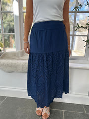 Navy Broderie Skirt Jolie