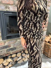 Mocha Velour Tiger Print Dress Haven