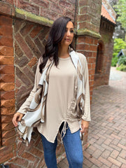 Stone Ribbed Drawstring Top Maisie