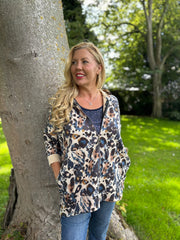 Navy Brushed Leopard Jacket Simone
