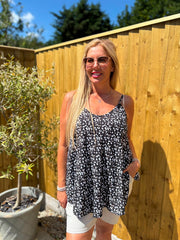 Black Ditsy Floral Vest Top Lyra