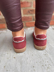 Wine Harper Lace Detail Trainer