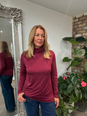 Wine Roll Neck Top Julia