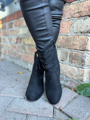 Black Faux Suede Slouch Boots