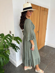 Khaki Luxury Elegant Lace Dress Athena