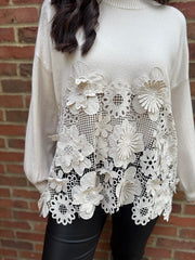 Stone Floral Applique Knit Dina