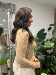 Camel Floral Lace Top Kelly