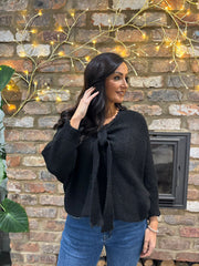 Black Knitted Tie Front Jumper Libby