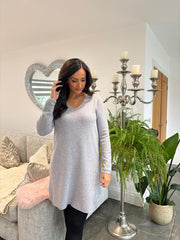 Grey Chevron Knit Jumper Dress Kelly