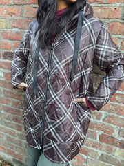 Chocolate Tartan Quilted Coat Maeve
