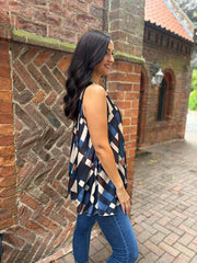 Navy Block Print Vest Isabella