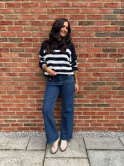 Navy Striped Crew Neck Jumper Gabrielle