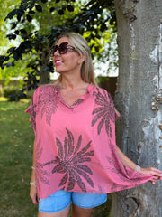 Coral Palm Leaf Top Millie