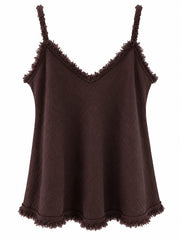 Chocolate Raw Edge Textured Vest Alesha