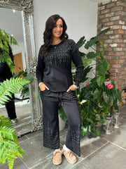 Black Diamante Leisure Set Isla