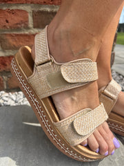 Natural Weave Double Strap Sandals