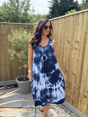 Navy Tie Dye Dress Krystal