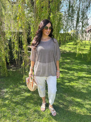 Mocha Shimmer Loose Weave Top Jasmine