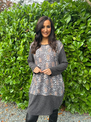 Grey Ditsy Leopard Pattern Dress Clara