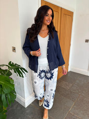 Navy Bubble Cotton Hooded Jacket Hayley