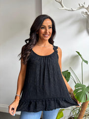Black Floral Strap Vest Top Lexa