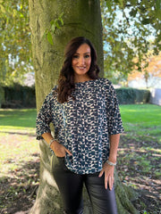 Teal Geometric Print Top Ayla