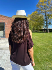 Chocolate Cold Shoulder Top Orla
