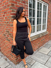 Black Smooth Double Layered Vest Saylor