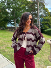 Wine Wave Tie Cardi Shona
